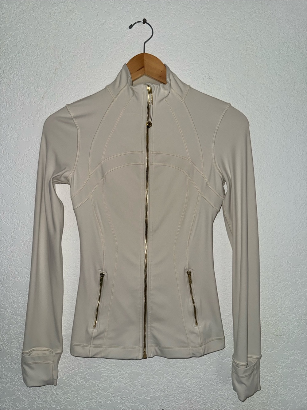 Lululemon Ivory Define Jacket with Gold Zipper